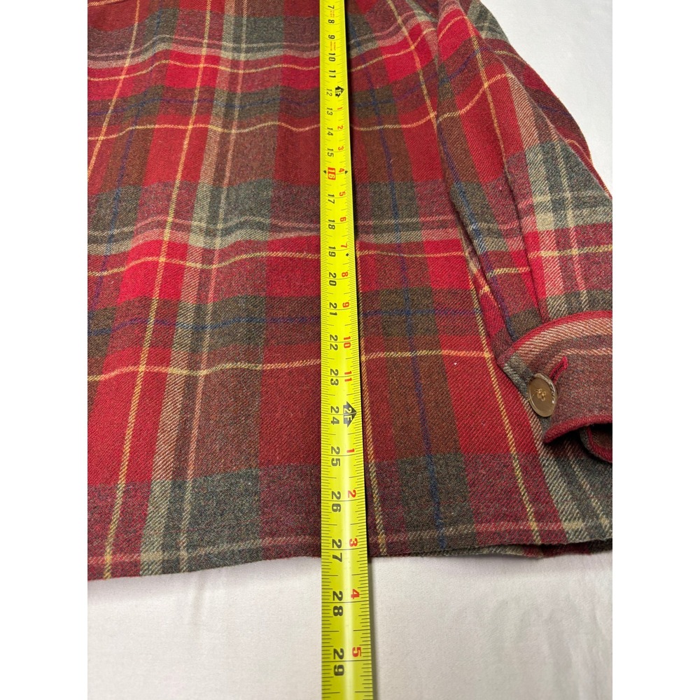 Pendleton Red Plaid Wool Jacket Womens Large Butt… - image 6